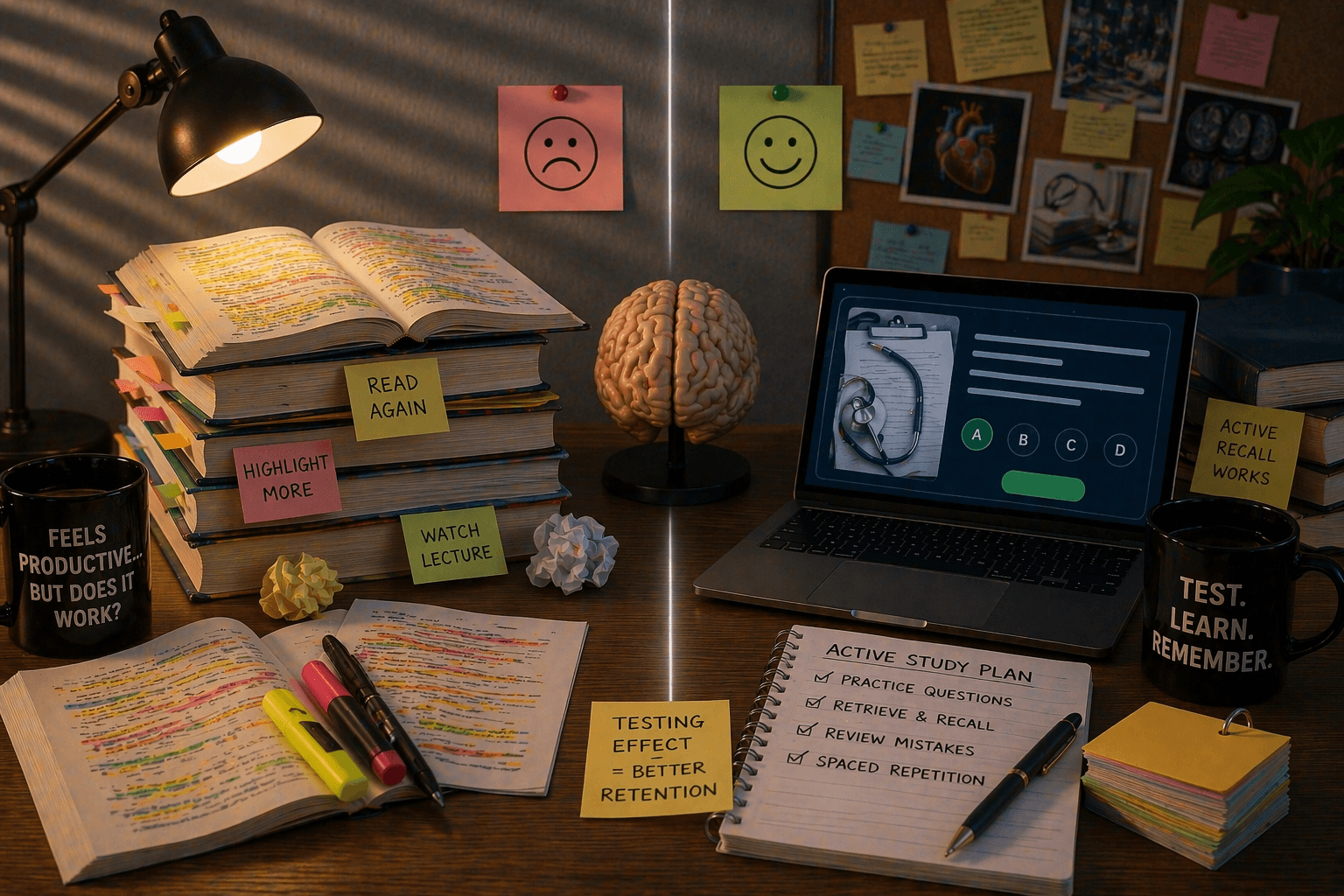 Featured image for Active Recall vs Passive Reading for Medical Exams: What the Evidence Says