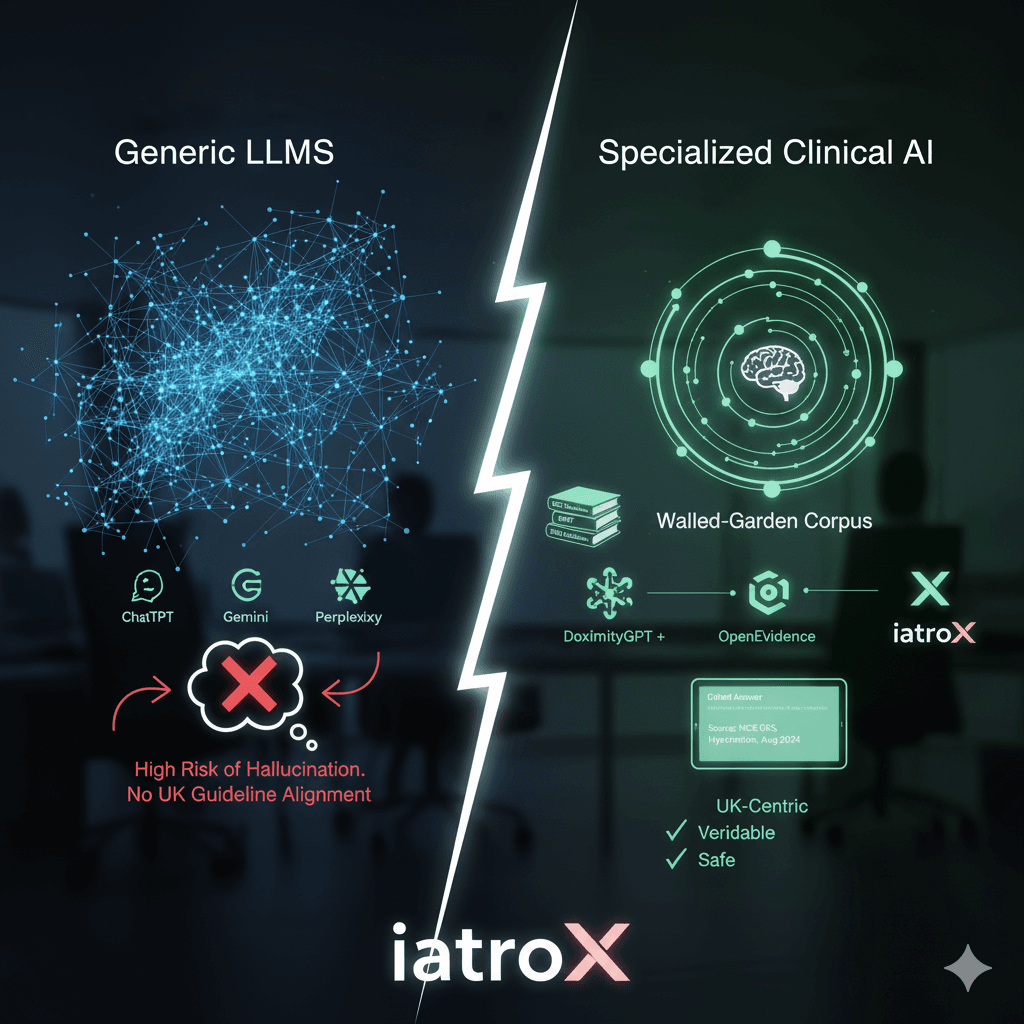 Medical AI showdown 2025: DoximityGPT, OpenEvidence, DxGPT & iatroX vs ChatGPT, Gemini & Perplexity