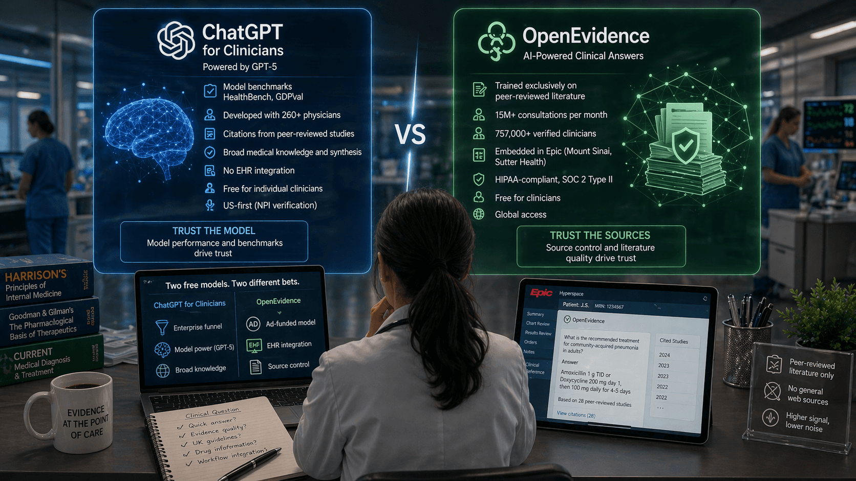 Image for ChatGPT for Clinicians vs OpenEvidence (2026): OpenAI's New Free Tool vs the Platform Doctors Already Use