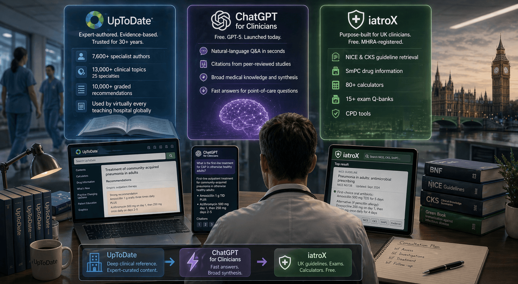 Image for ChatGPT for Clinicians vs UpToDate (2026): Can Free AI Replace the $500/Year Gold Standard?