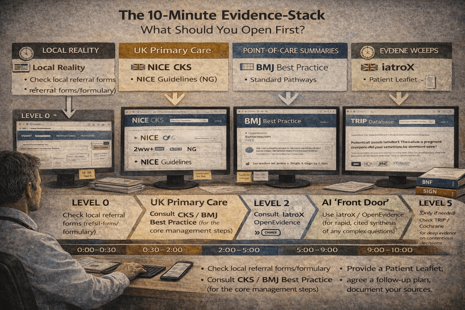 Image for The GP’s 10-minute evidence stack (2026): a practical “open this first” hierarchy for safe, fast decisions