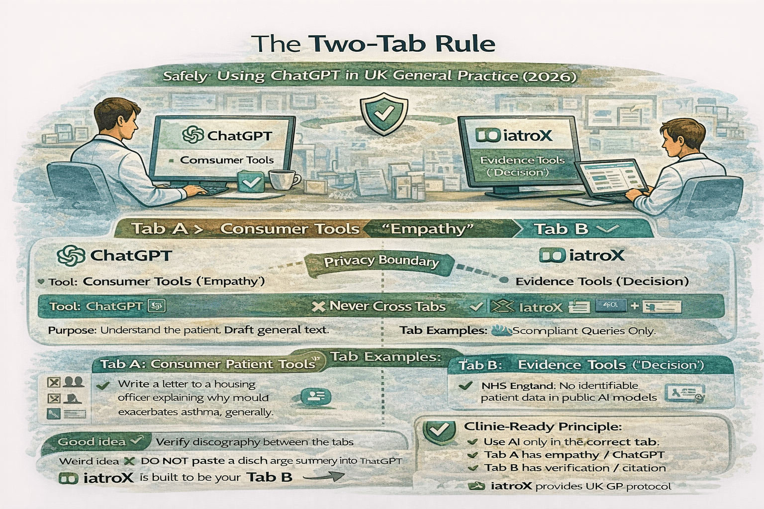 Image for Privacy, Accountability, and the ‘Two-Tab Rule’: A UK Clinician’s Practical Boundary Model for Health AI