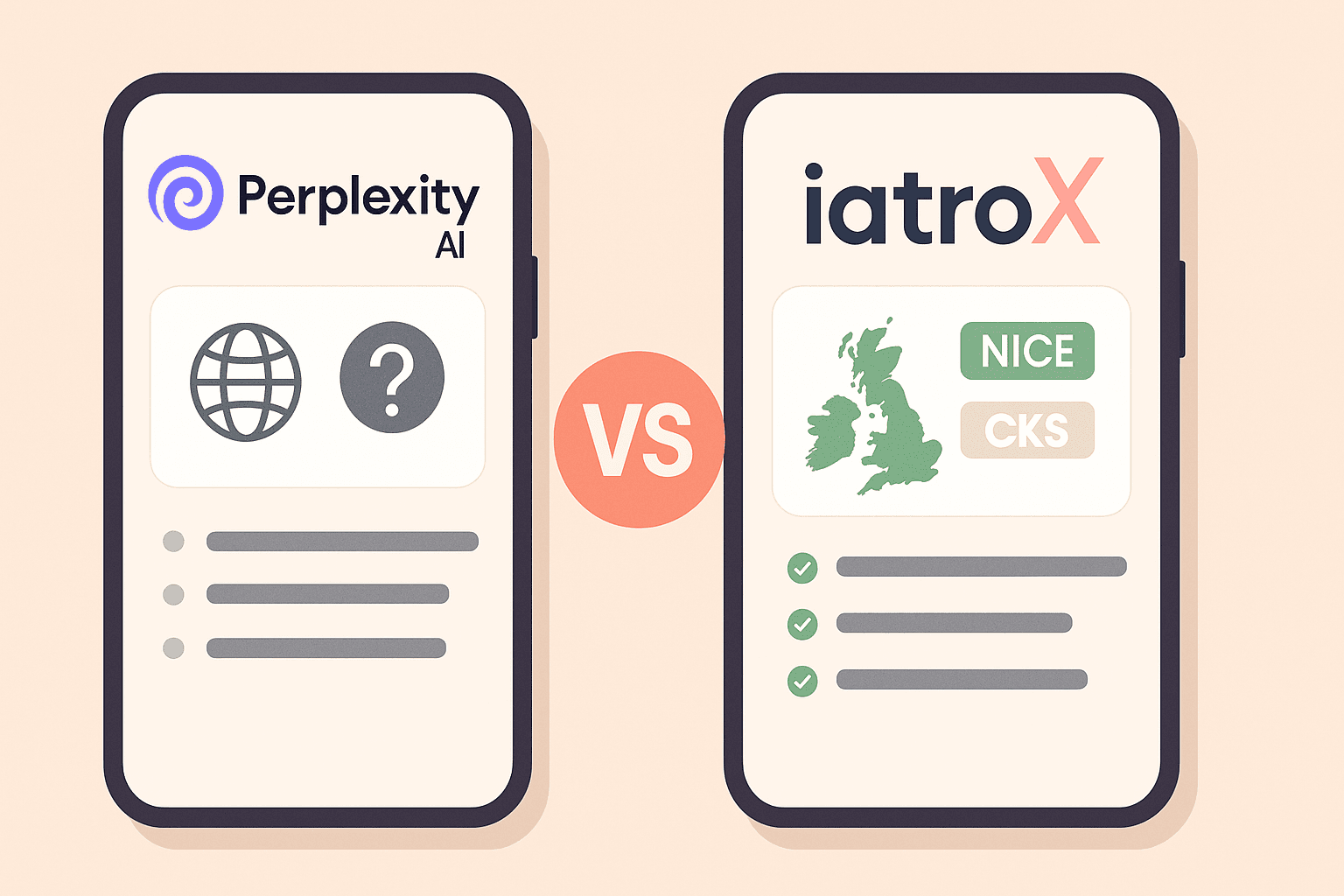 Featured image for Perplexity AI vs. iatroX: which AI should UK clinicians trust for clinical questions?