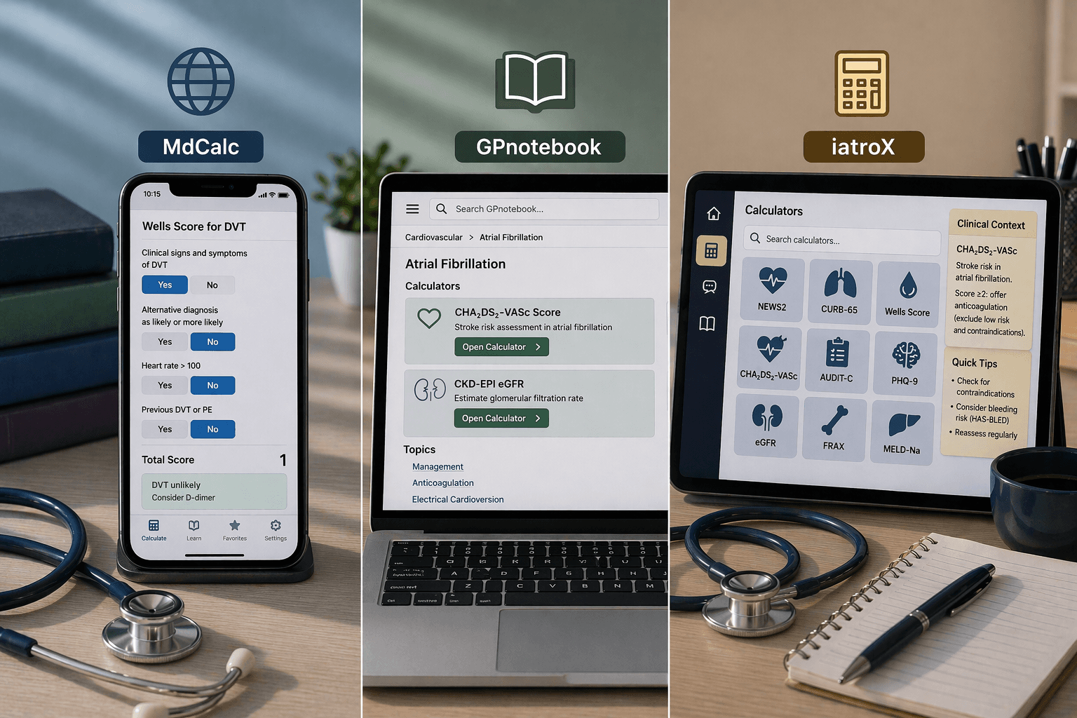 MdCalc vs GPnotebook vs iatroX Clinical Calculators: Which Is Best for UK Primary Care?
