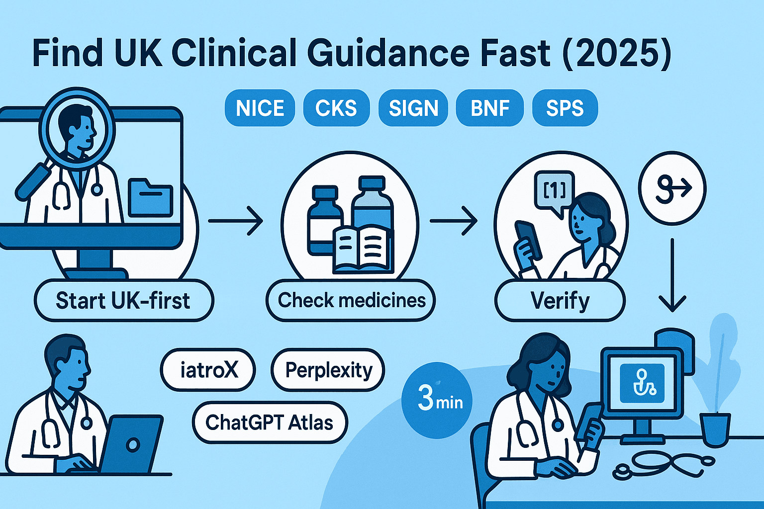 Finding clinical guidelines fast (2025): proven workflows, search tricks, and the best AI tools (incl. iatroX, Perplexity & ChatGPT Atlas)