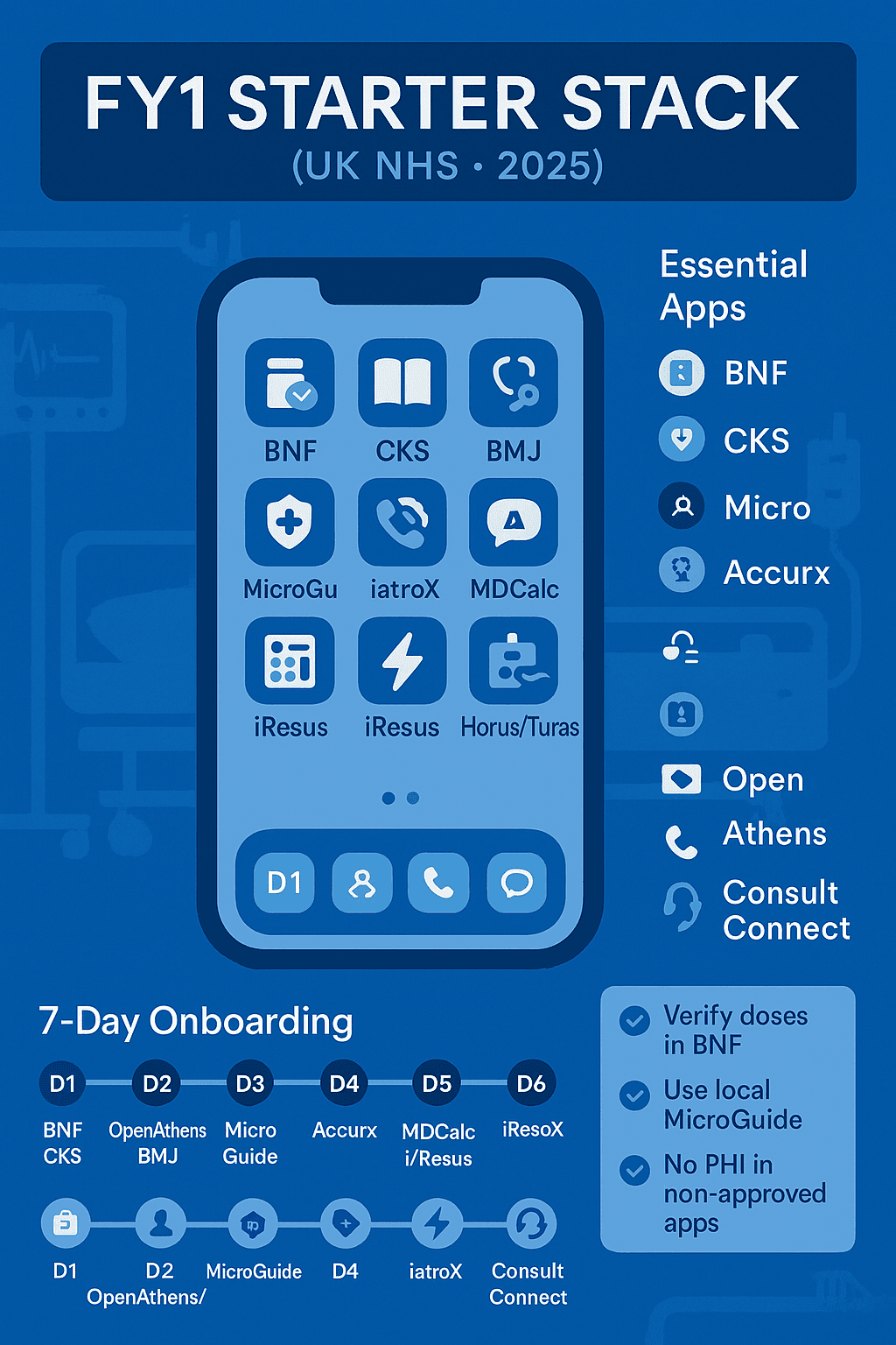FY1 toolkit 2025: must-have apps & platforms for a safe start (iatroX, Accurx, BNF, MicroGuide & more)