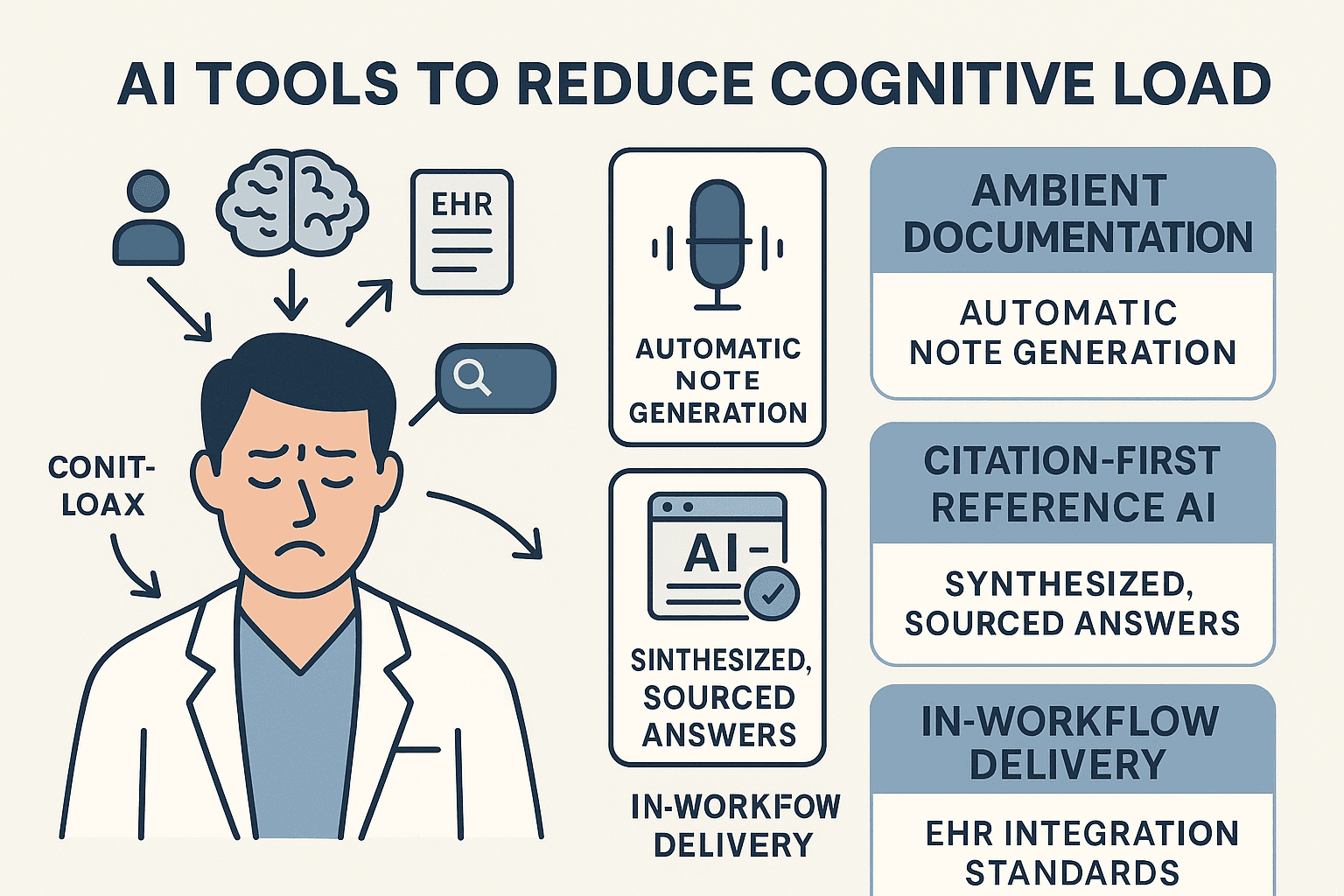Less switching, less stress: AI tools that cut clinician cognitive load (iatroX, Dragon Copilot/DAX, Dyna AI, OpenEvidence)