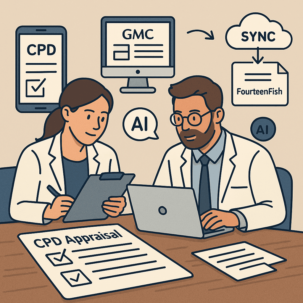 CPD in less time: tools that sync to FourteenFish (2025 guide for UK GPs)