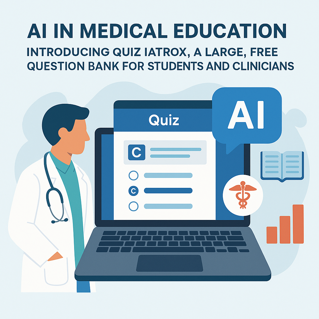 AI in medical education: introducing quiz iatroX, a large, free question bank for students and clinicians