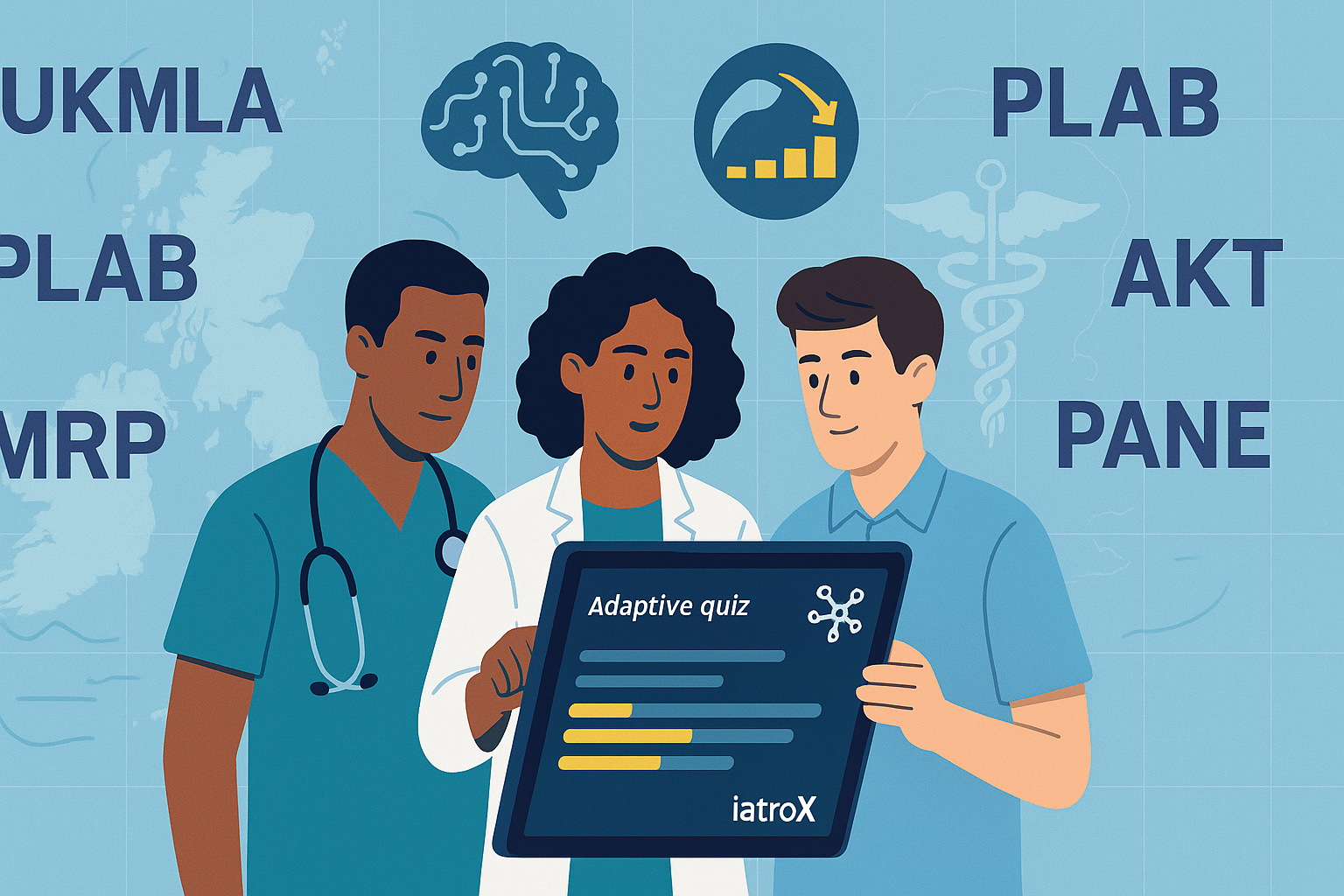 Mastering UK medical exams (UKMLA, PLAB, MRCP, AKT and Physician Associate National Exam) with iatroX’s adaptive quiz engine